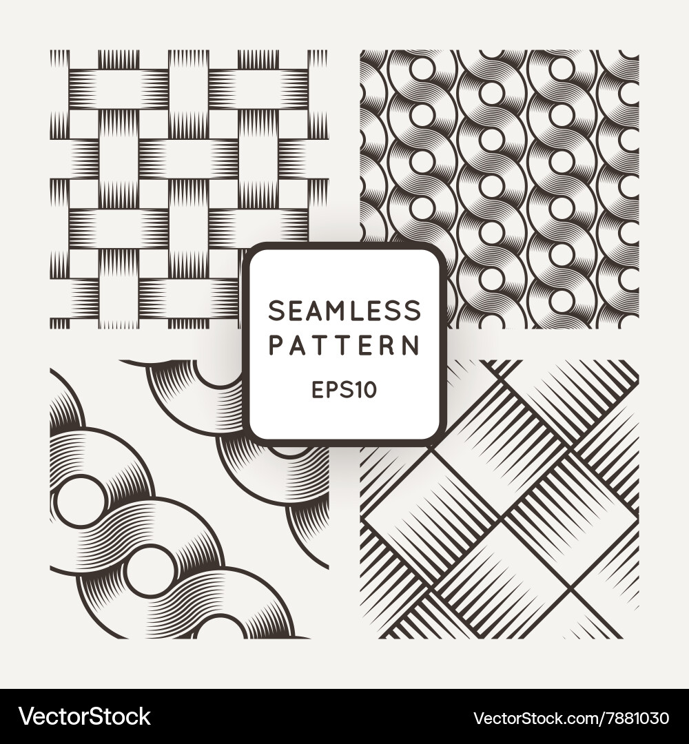 Set of seamless patterns with intertwined vector image