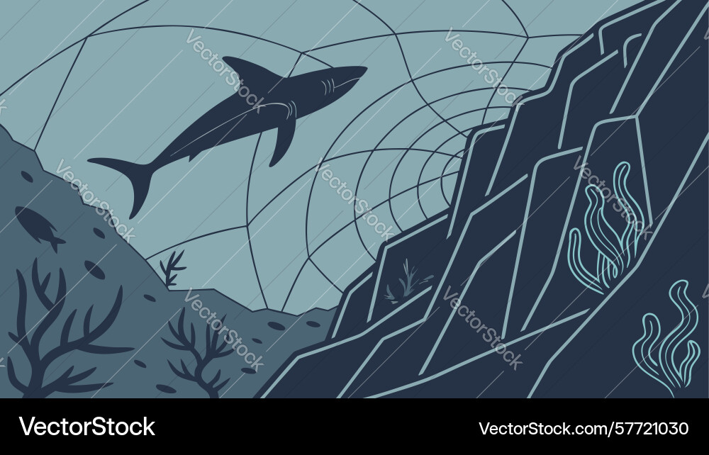 Shark in deep sea cave design generative ai Vector Image