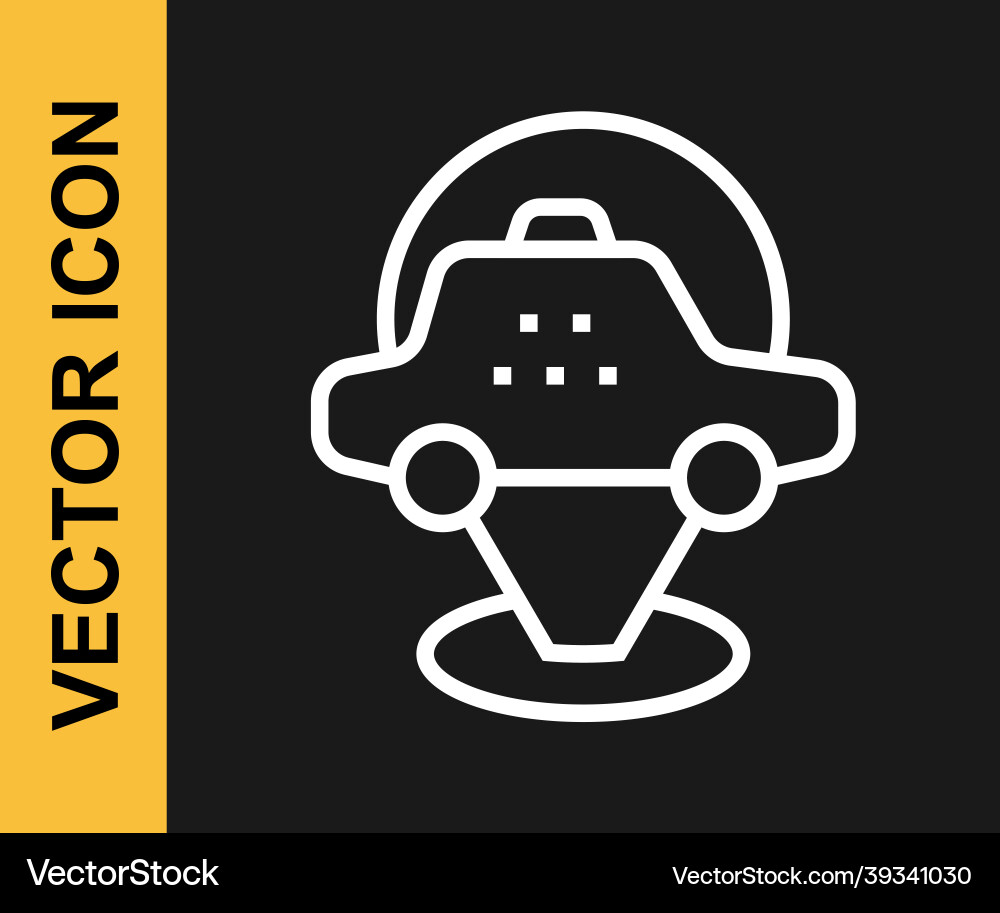White line map pointer with taxi car icon isolated White line map pointer with taxi car icon isolated vector image