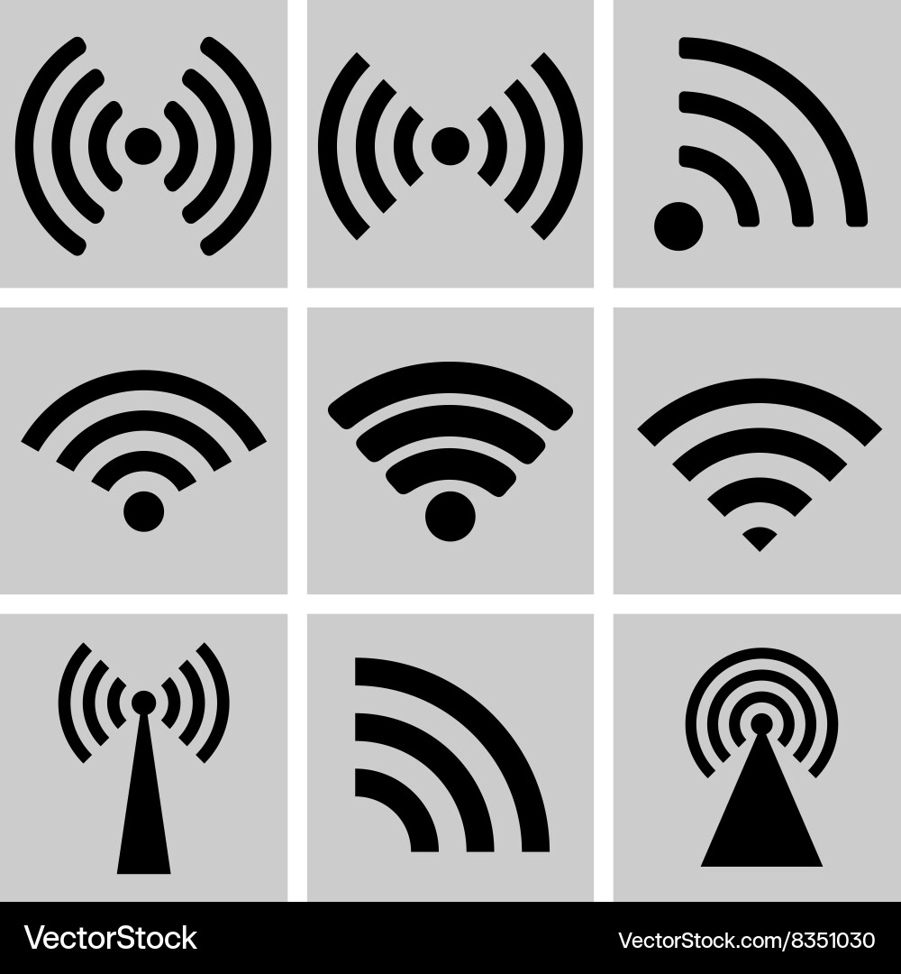 Wireless Network Icons Set Vector Image