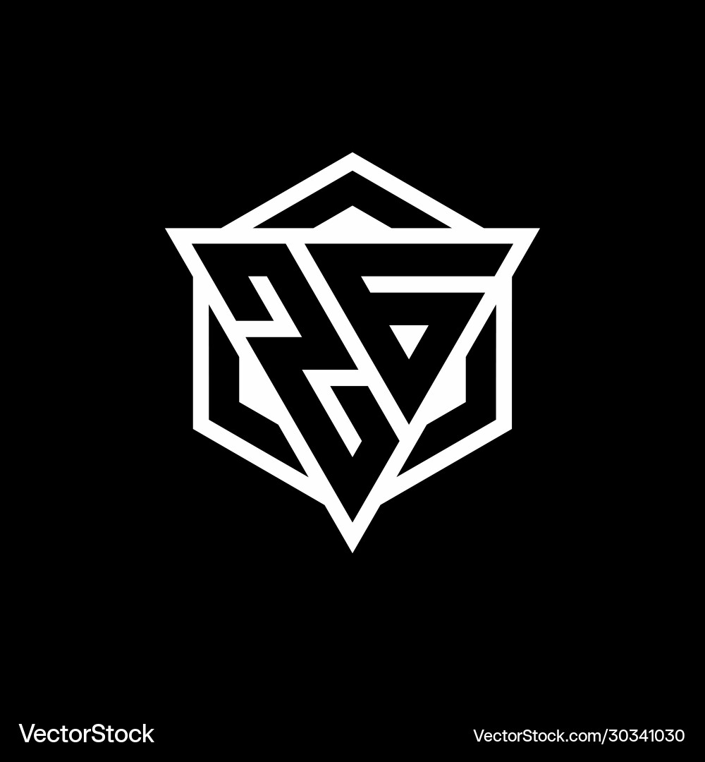 Zg logo monogram with triangle and hexagon shape Zg logo monogram with triangle and hexagon shape Vector Image