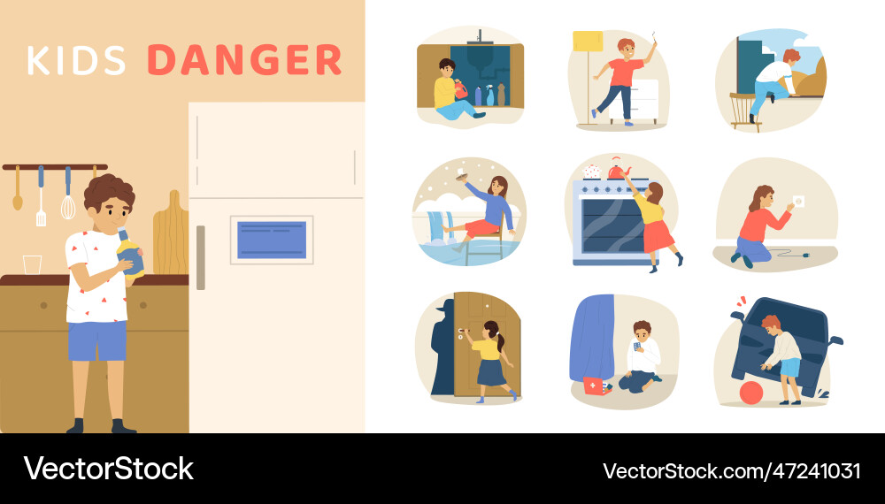 Children dangerous situations Children dangerous situations vector image