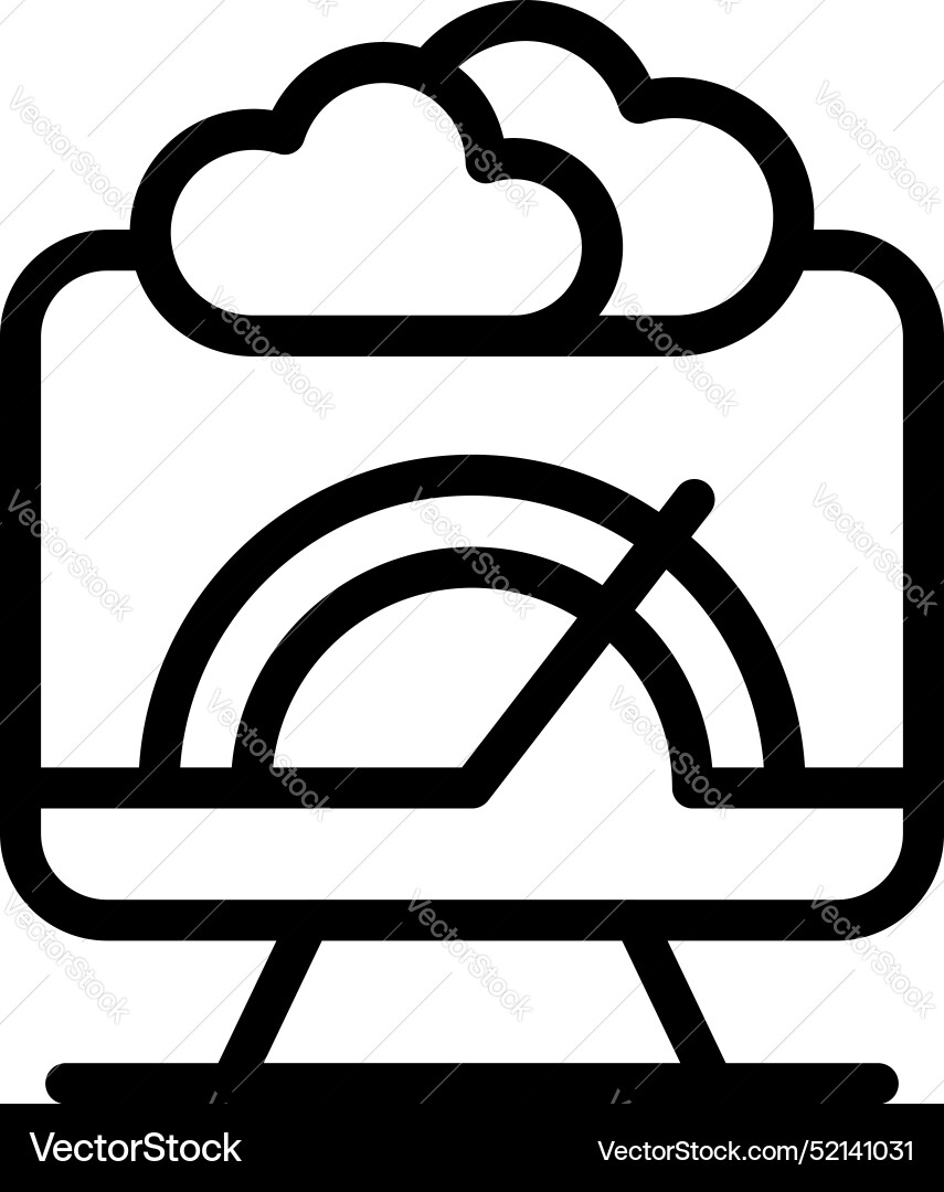 Computer showing speedometer with clouds Computer showing speedometer with clouds vector image