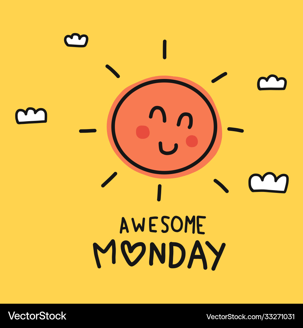 Cute Sun Doodle Monday – Royalty-Free Vector | VectorStock, image size:1000x1080