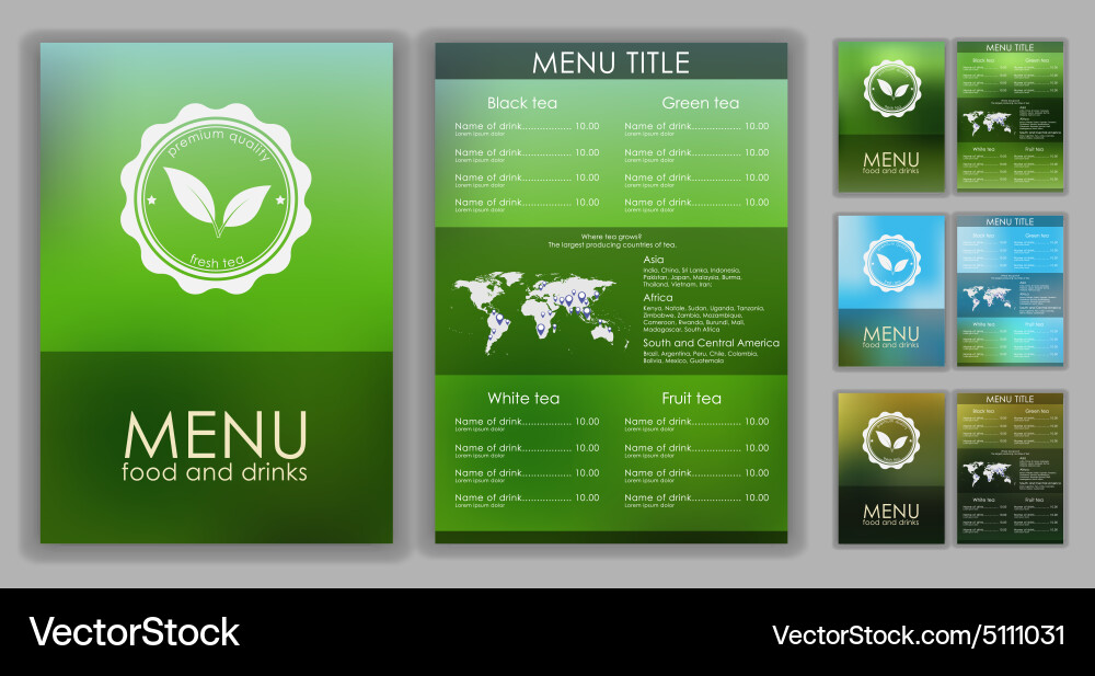 Design of a tea menu with blurred background vector image