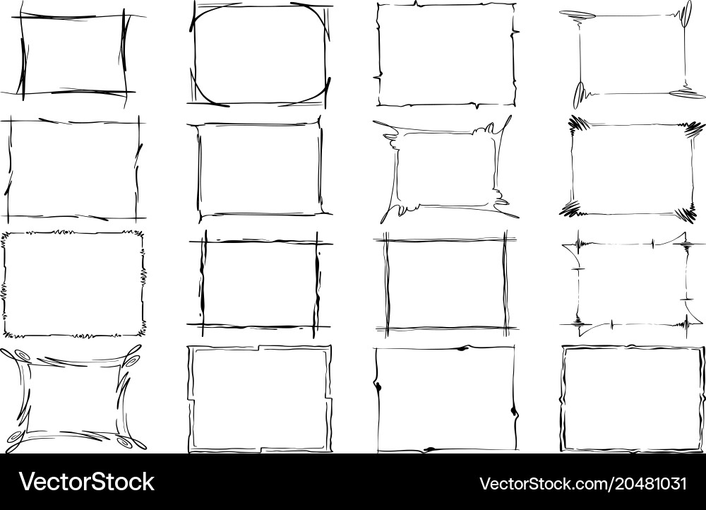 Doodle Frames - Rectangles & Borders vector image