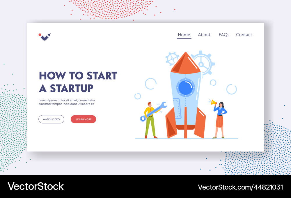 How to start a up landing page template How to start a up landing page template vector image