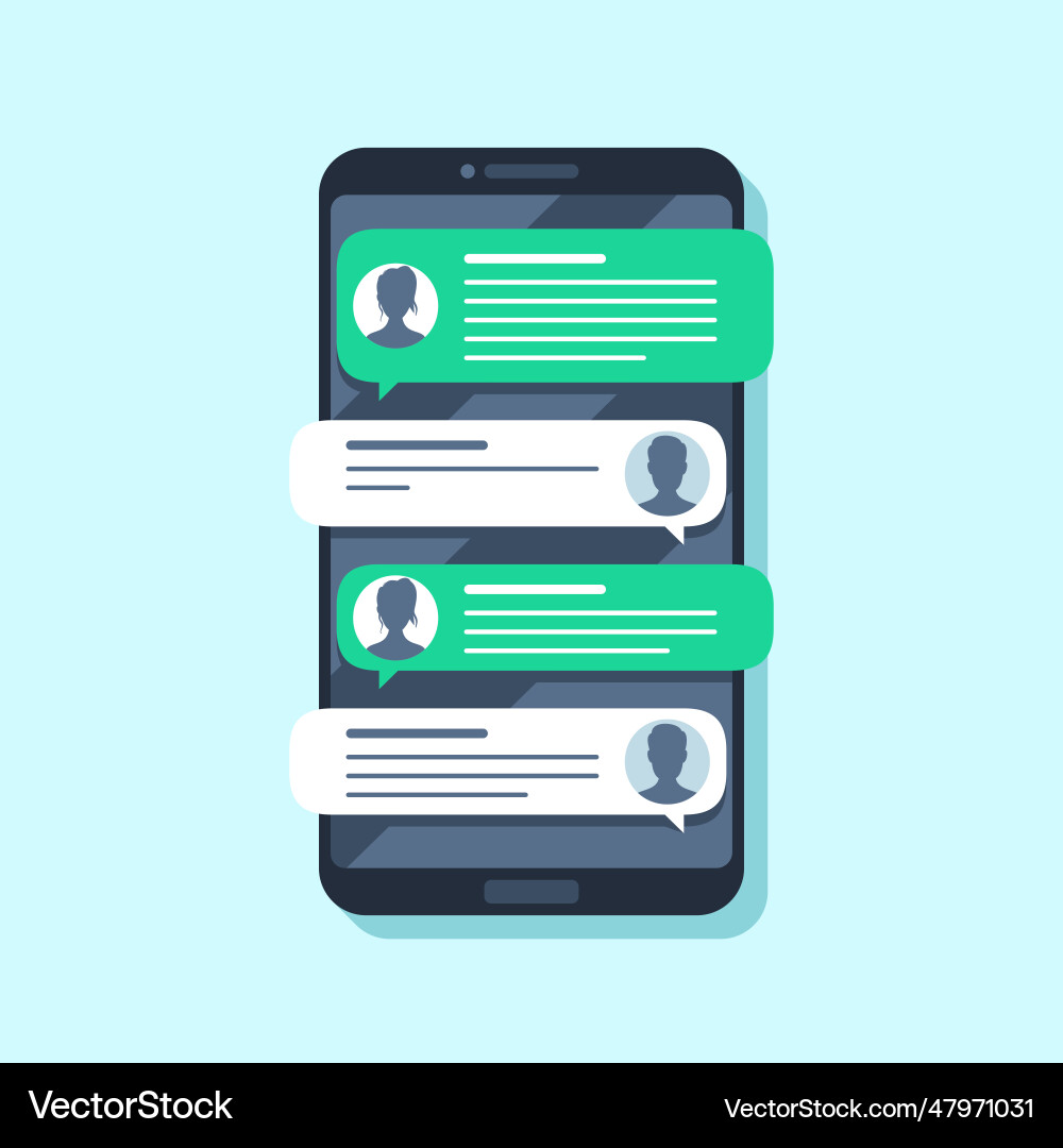 Mobile sms notifications hand texting message vector image