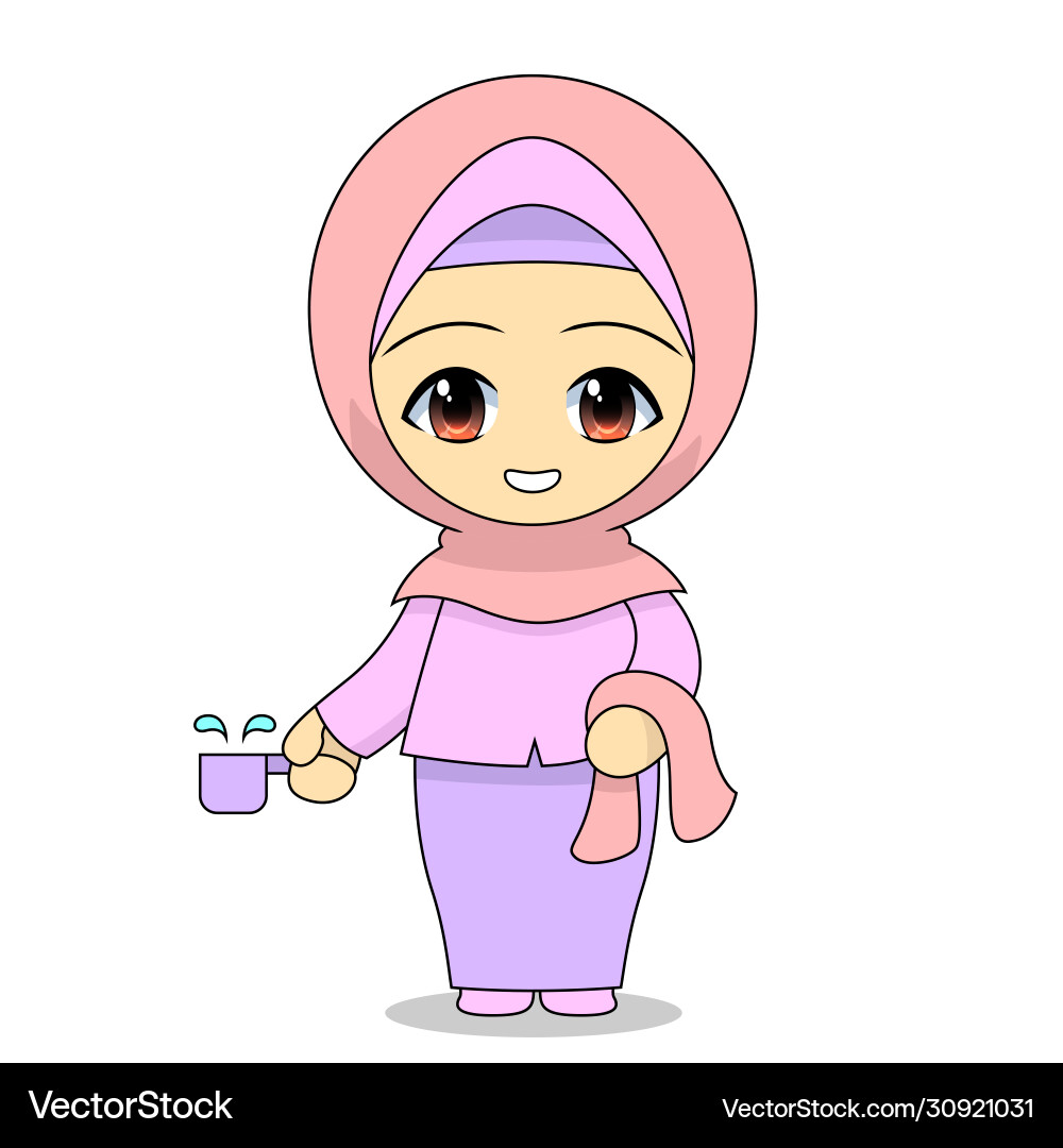 Moslem Mädchen Cartoon Bade täglich Spaß Aktivitäten Moslem Mädchen Cartoon Bade täglich Spaß Aktivitäten vektorbild