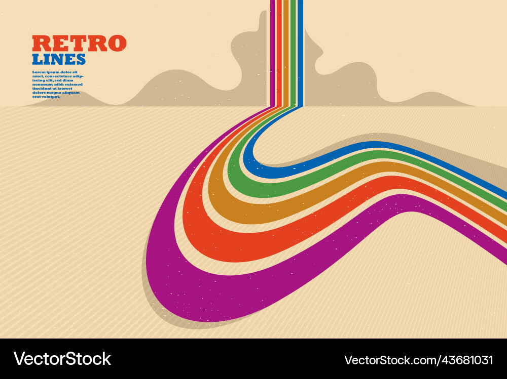 Retro style abstract background with curve lines vector image