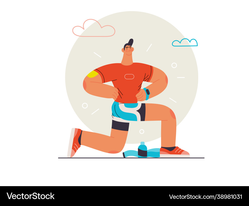 Runners - a man running and exercising outside Runners - a man running and exercising outside Vector Image
