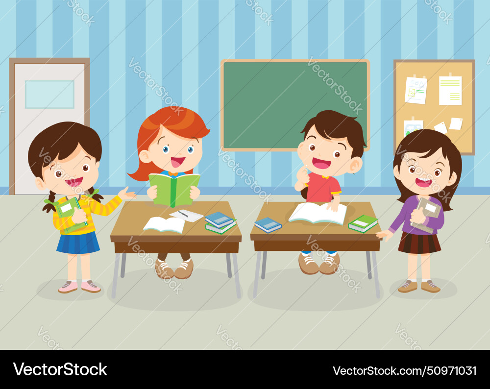 Schüler und Lehrer im Klassenzimmer Schüler und Lehrer im Klassenzimmer Vektorbild
