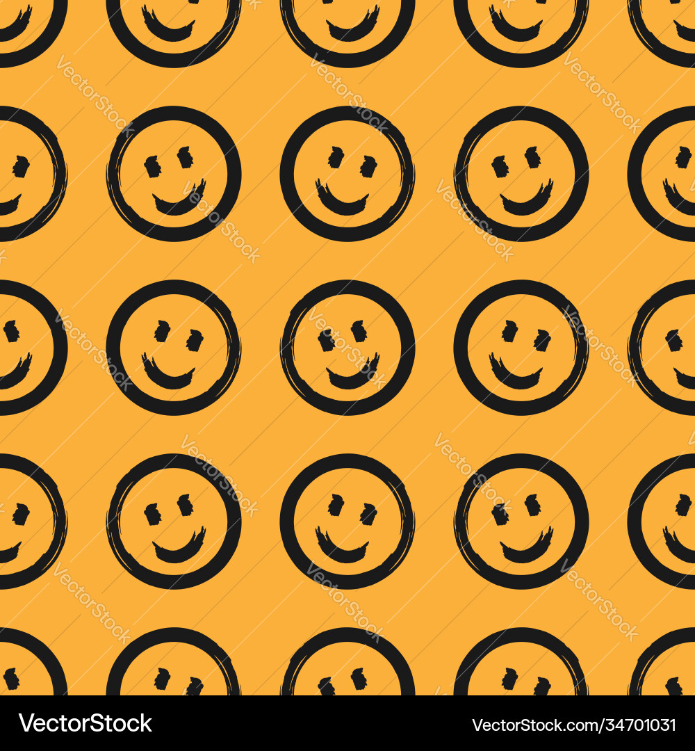 Seamless pattern with round smiling emoticons Seamless pattern with round smiling emoticons Vector Image