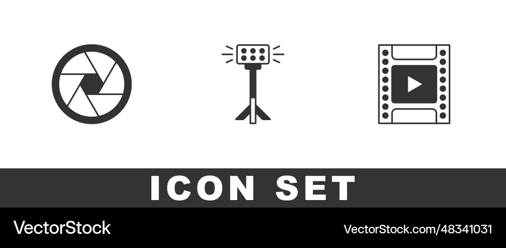 Set camera shutter studio light bulb in softbox Set camera shutter studio light bulb in softbox Vector Image