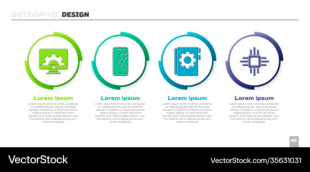 Set computer monitor and gear setting Set computer monitor and gear setting vector image