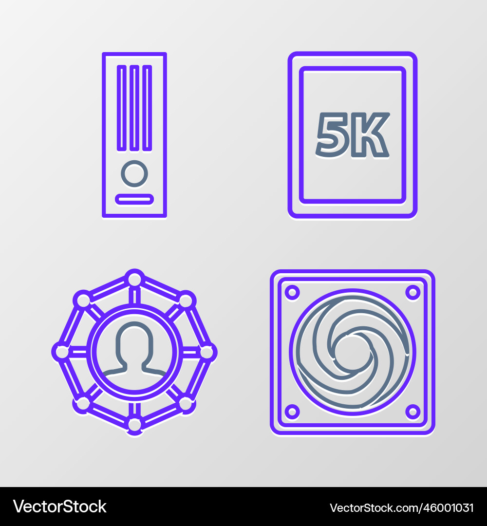 Set line computer cooler project team base Set line computer cooler project team base vector image