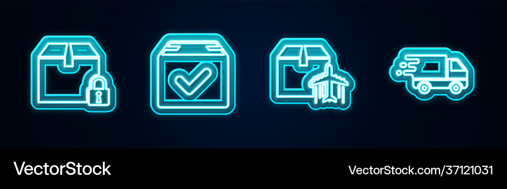 Set line locked package box with check Set line locked package box with check vector image