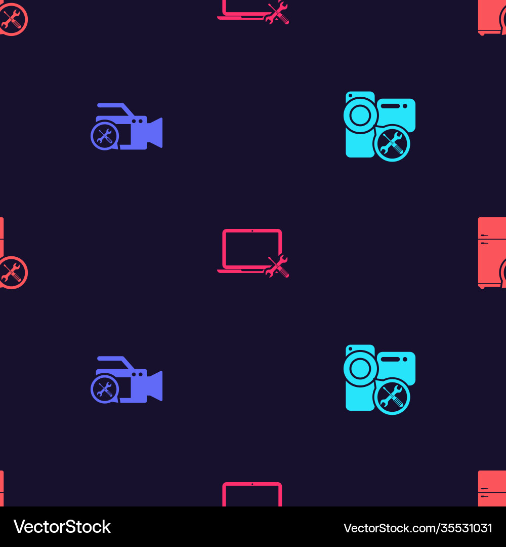 Set video camera service laptop Vector Image