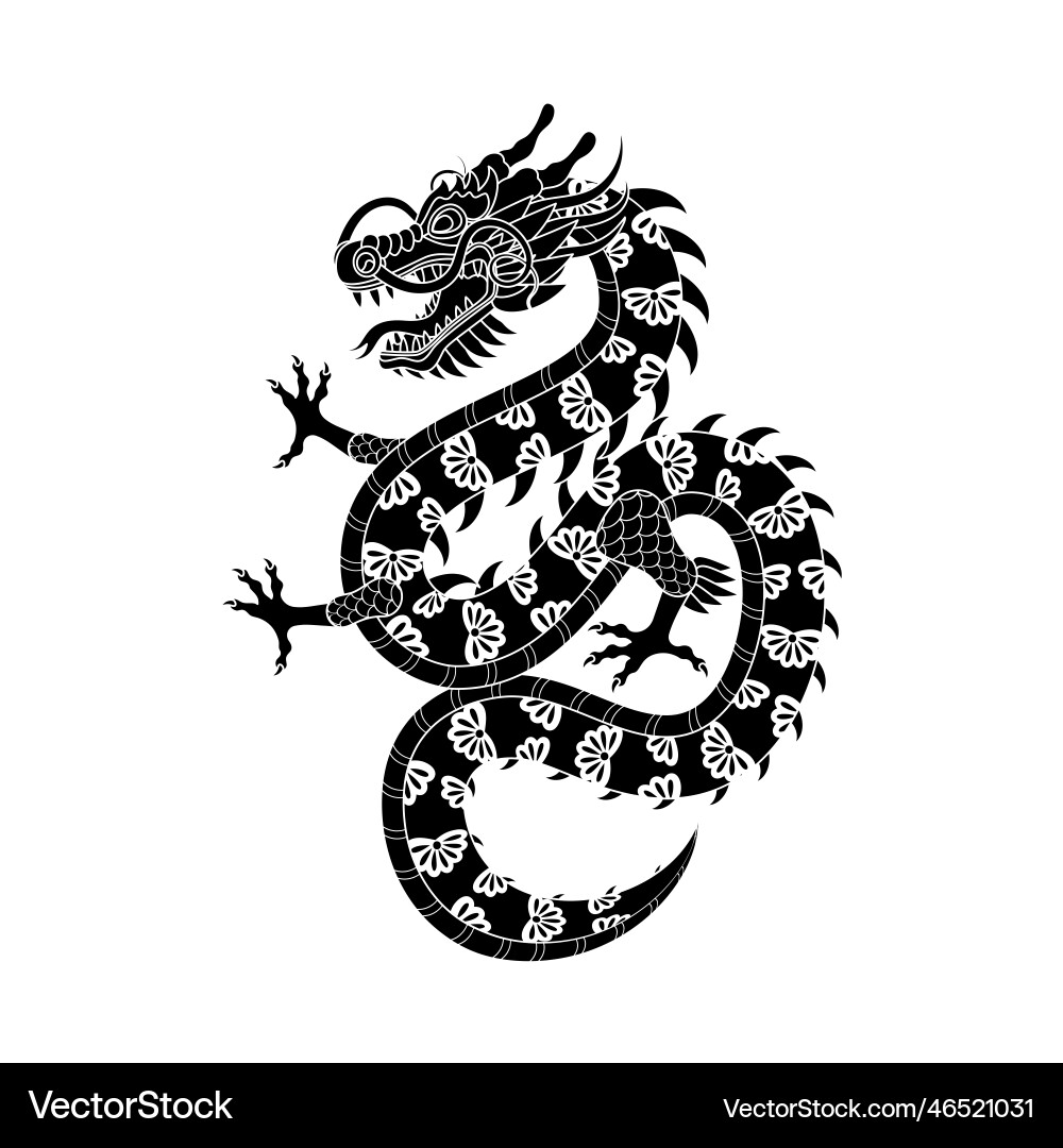 Traditional black white chinese dragon 2024 Traditional black white chinese dragon 2024 vector image
