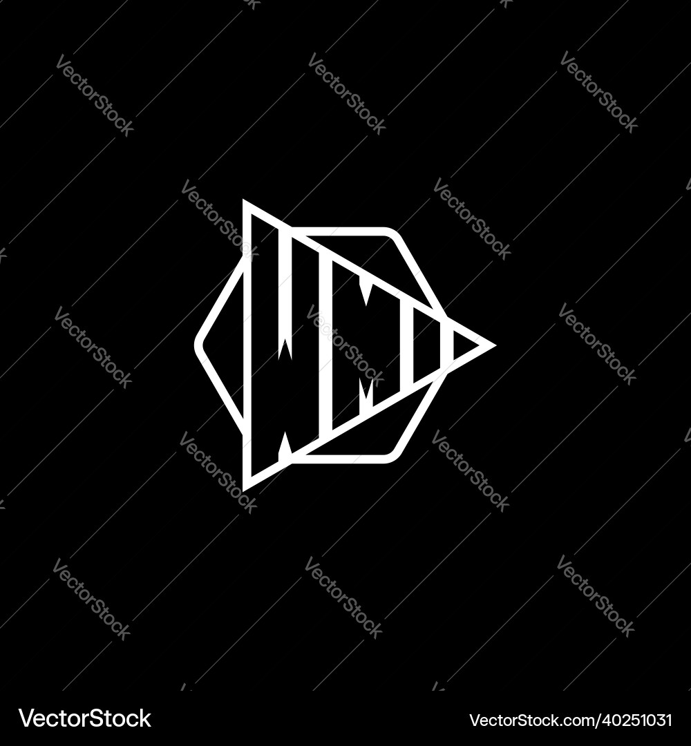 Wm logo monogram triangle play button Wm logo monogram triangle play button Vector Image
