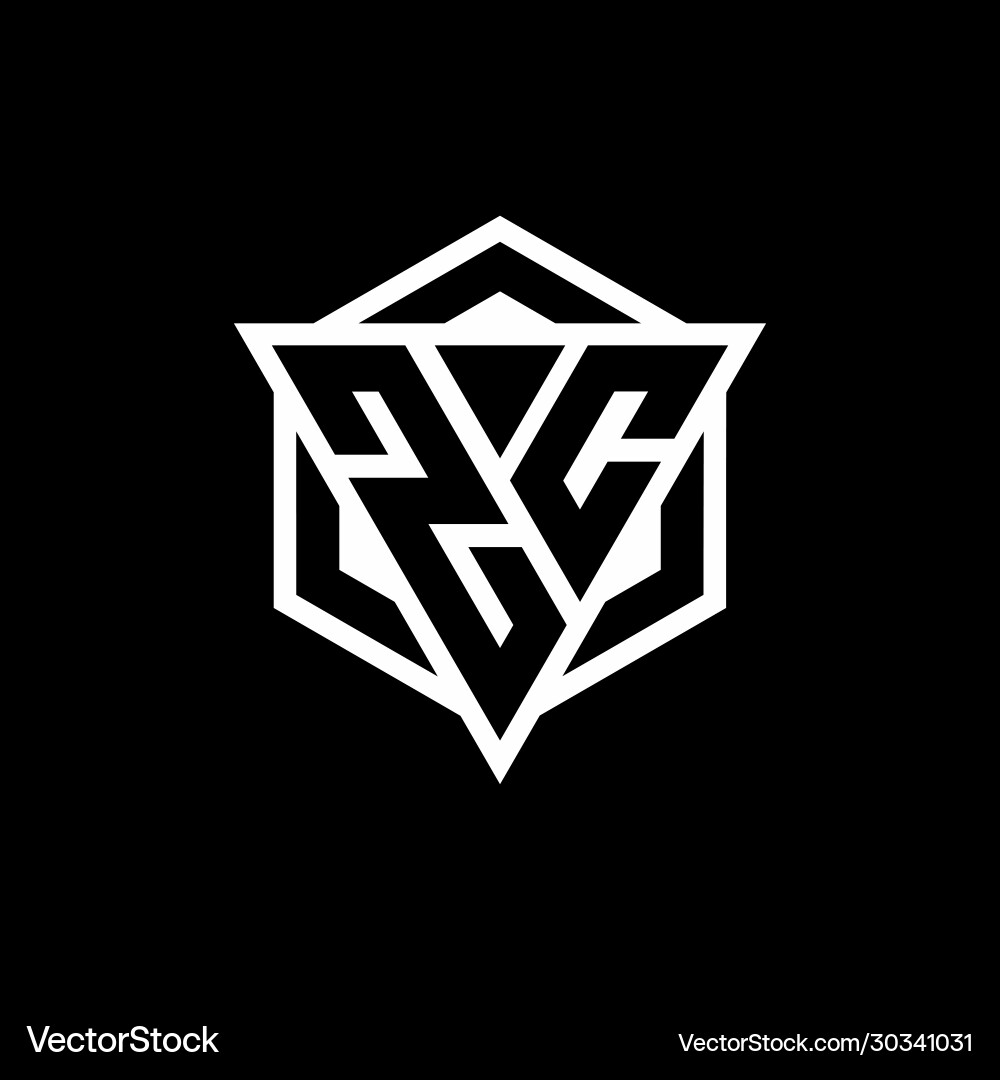Zc logo monogram with triangle and hexagon shape Zc logo monogram with triangle and hexagon shape Vector Image