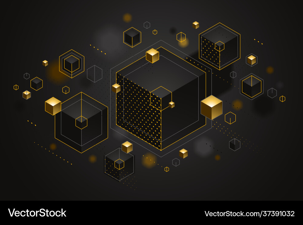 Abstract design with cluster 3d cubes Vector Image