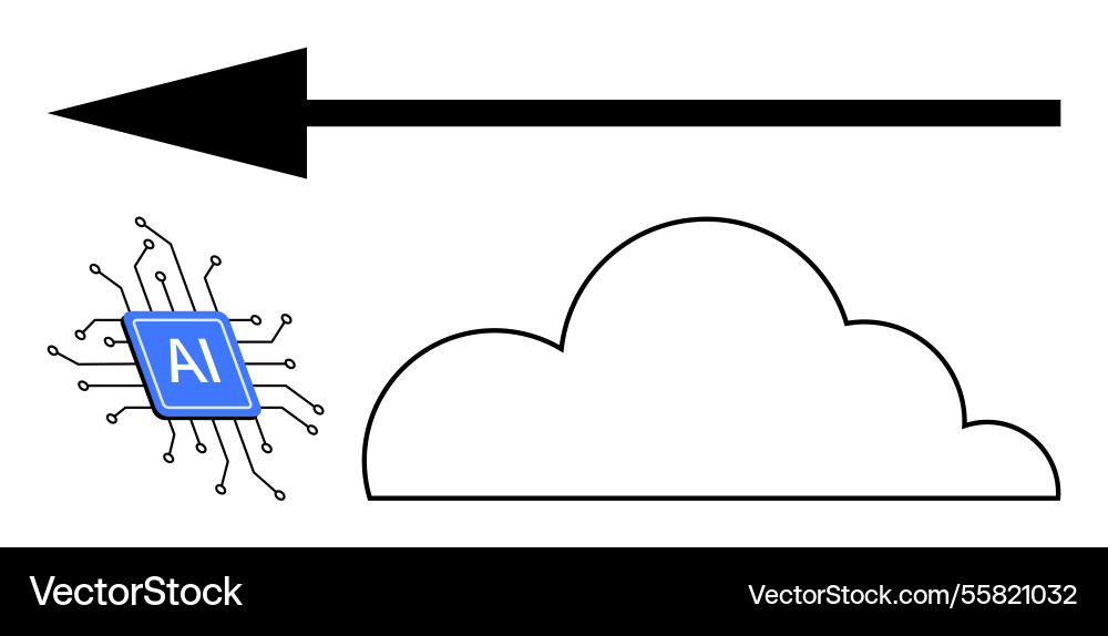 Ai chip and cloud computing connected by data Ai chip and cloud computing connected by data vector image