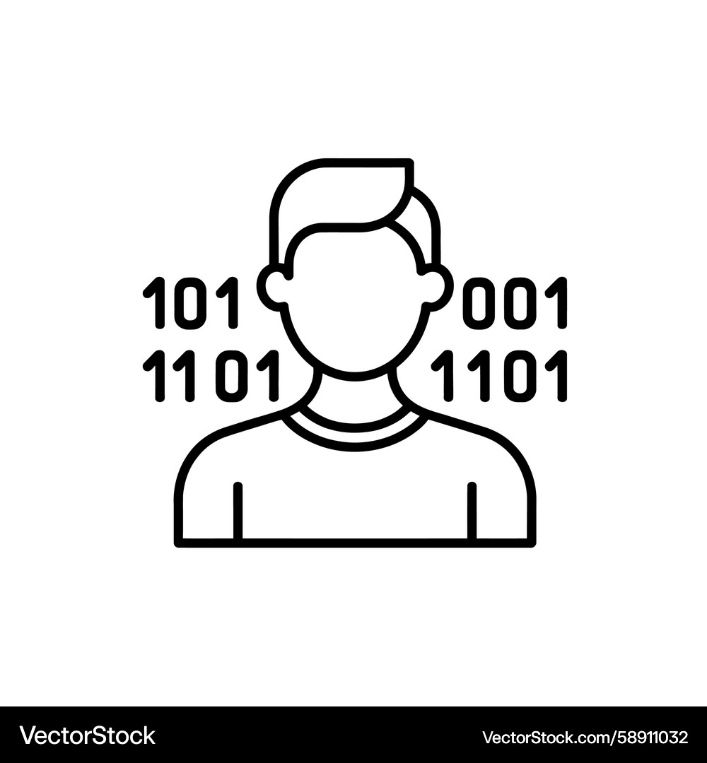 Binary Code Person Icon Vector Image
