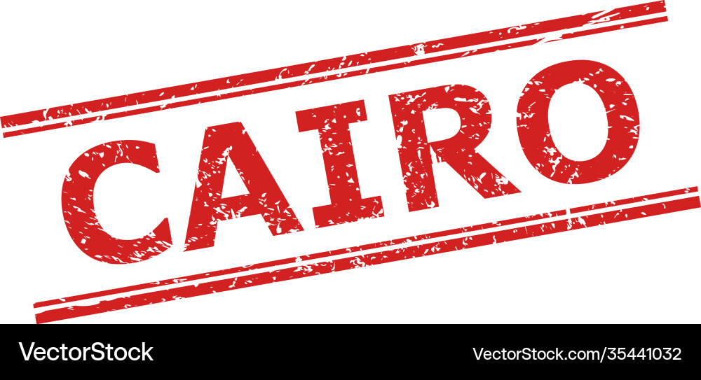 Cairo stamp with grunged style and double parallel Vector Image