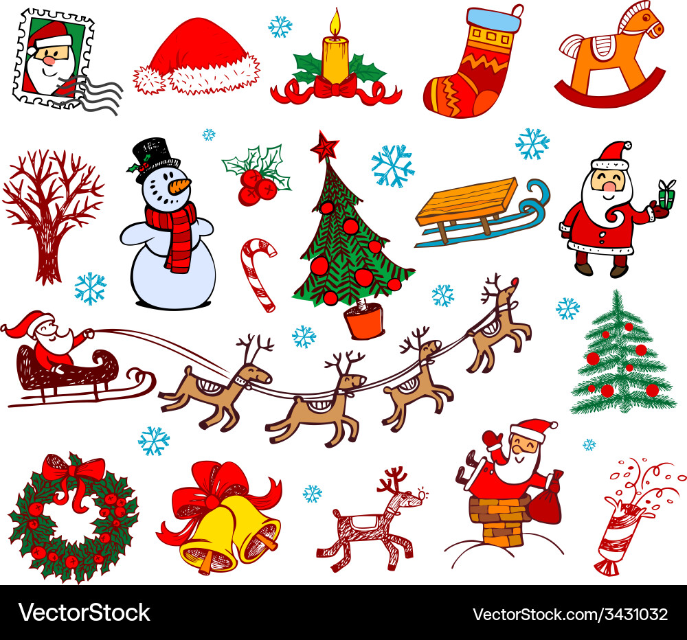 Christmas Doodle Set Vector Image