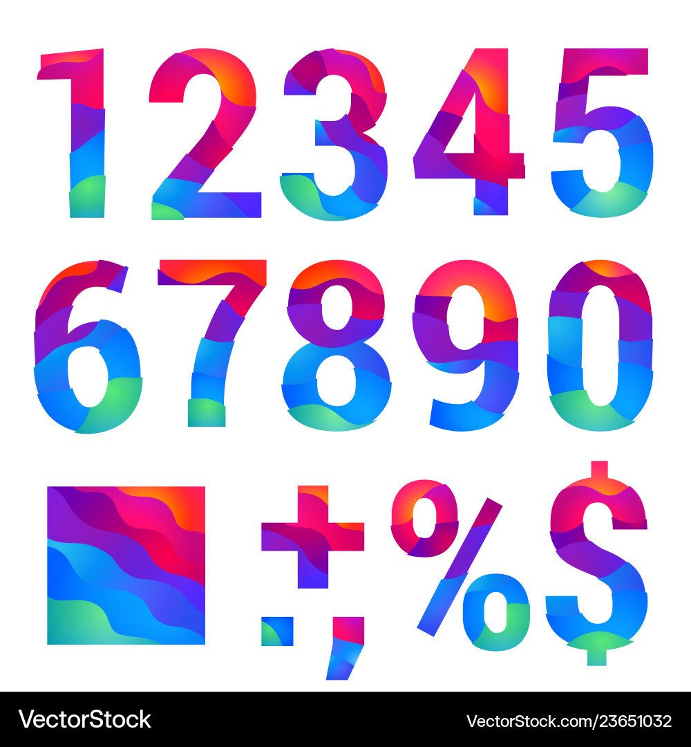 Colorful Number Set - Bright & Playful vector image