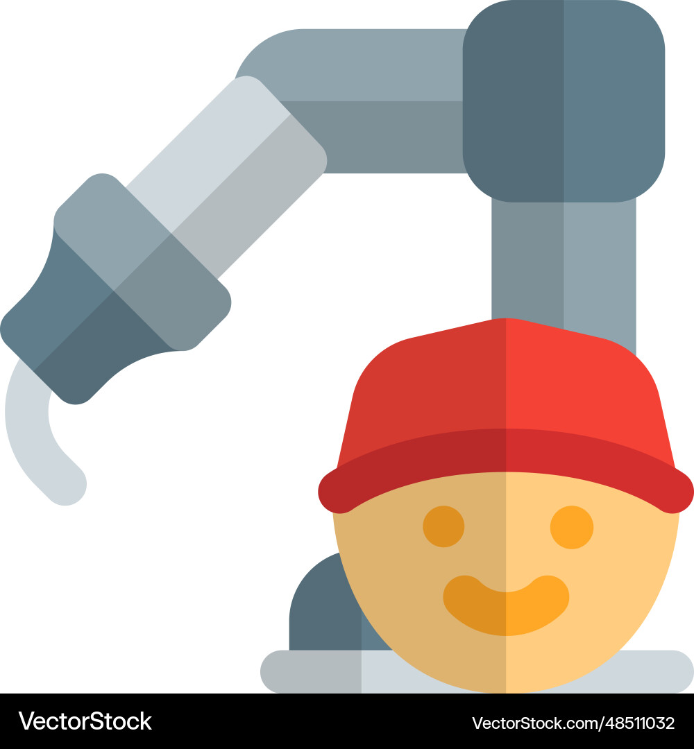 Factory worker operating a robotic arm Vector Image