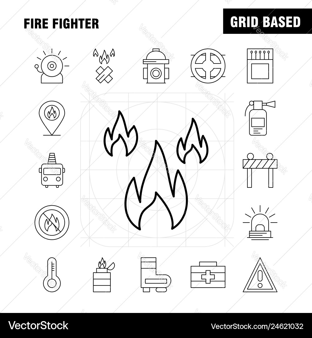 Fire fighter line icon for web print and mobile Vector Image
