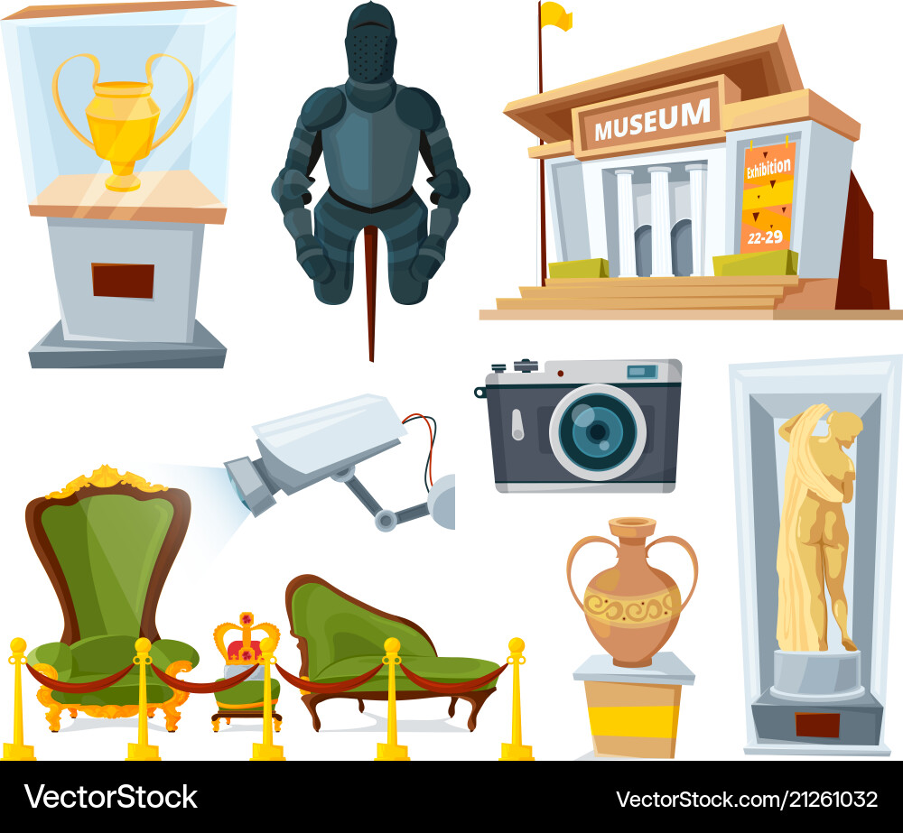 Historical museum with various display exhibit Historical museum with various display exhibit vector image