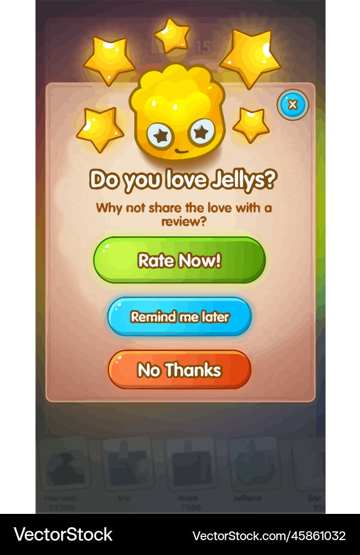 Komplettes Set von Level-Taste Spiel ui Pop-up-Symbol Vektorbild