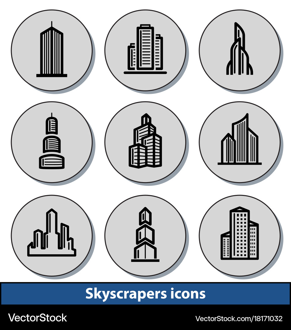 Light skyscrapers icons Vector Image