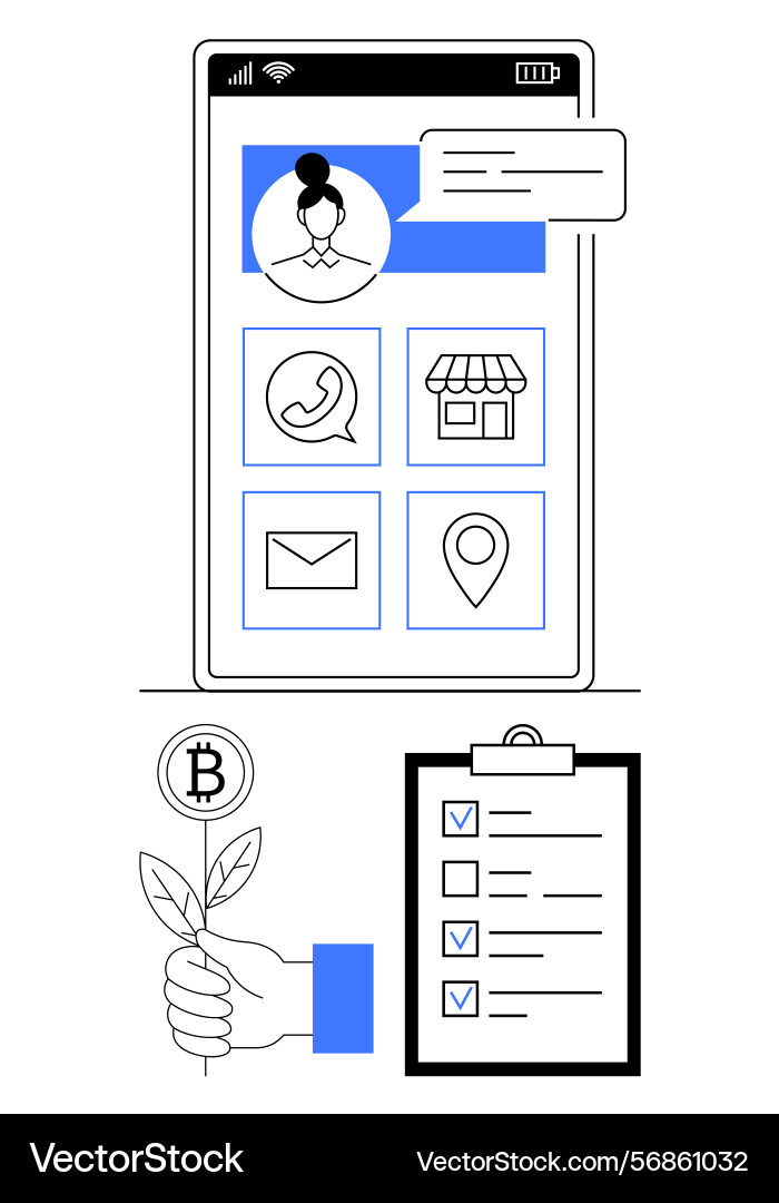 Mobile interface with communication apps Mobile interface with communication apps Vector Image