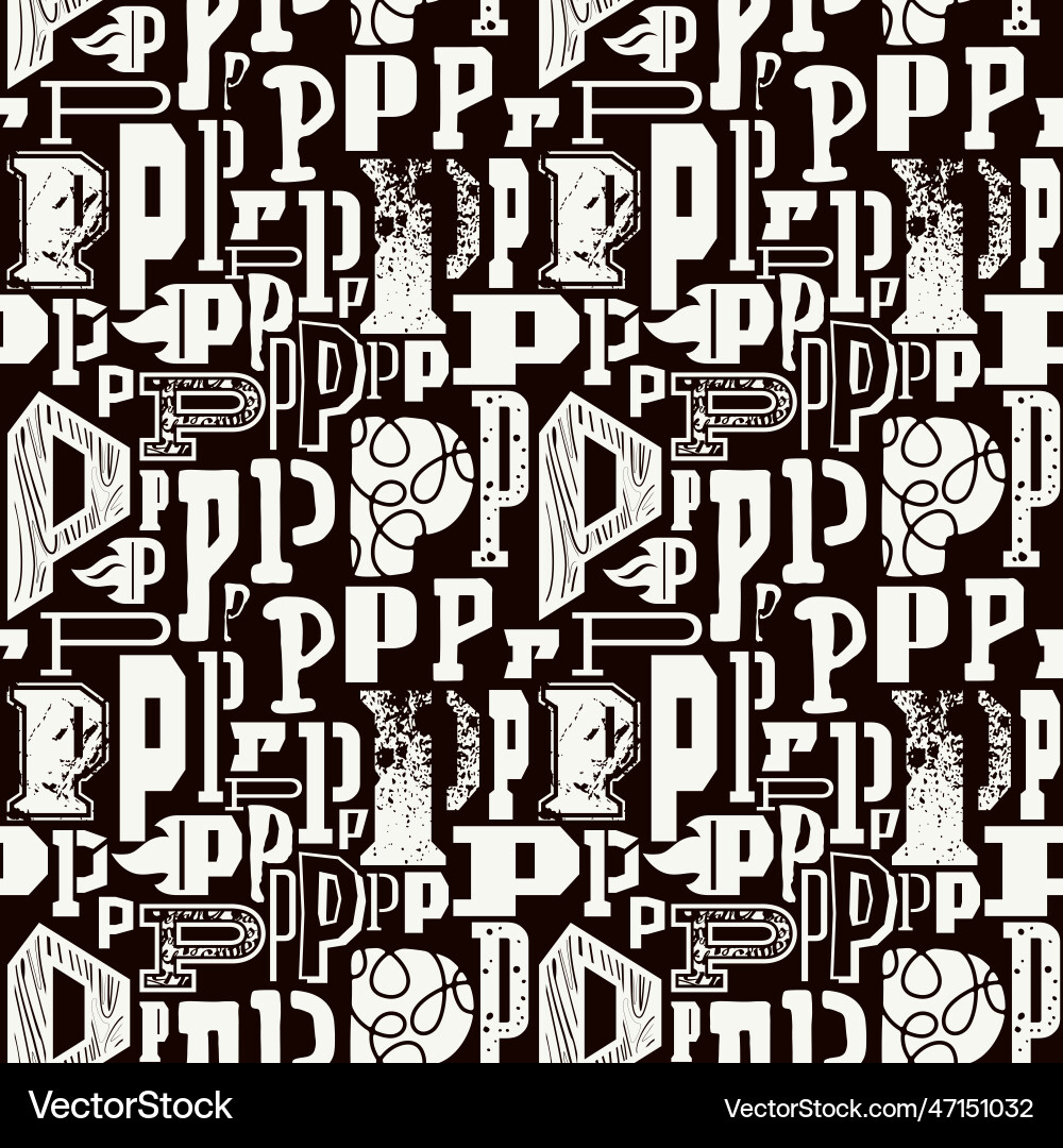 Seamless pattern with letters p in typographic Seamless pattern with letters p in typographic vector image