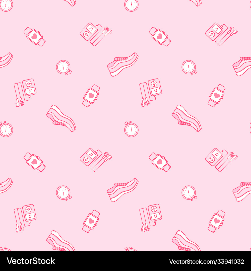 Seamless pattern with running jogging equipment Seamless pattern with running jogging equipment vector image