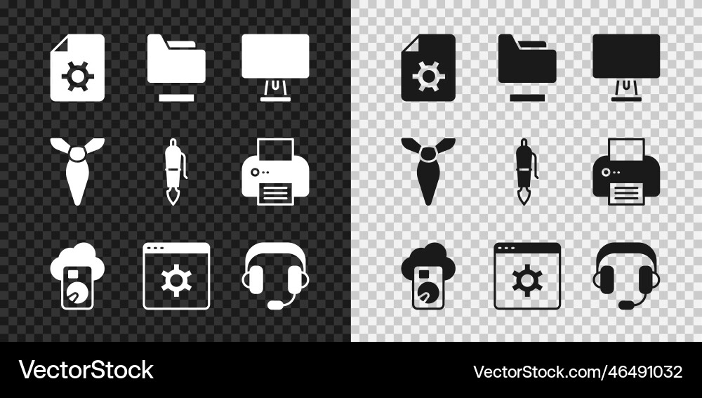 Set document settings folder computer monitor Set document settings folder computer monitor vector image