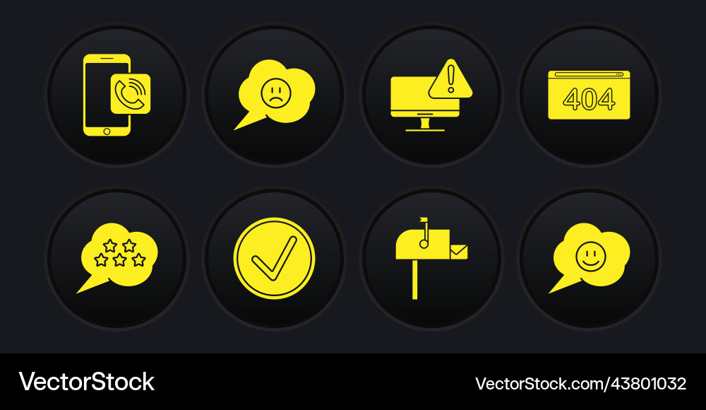 Set five stars rating review page with 404 error vector image