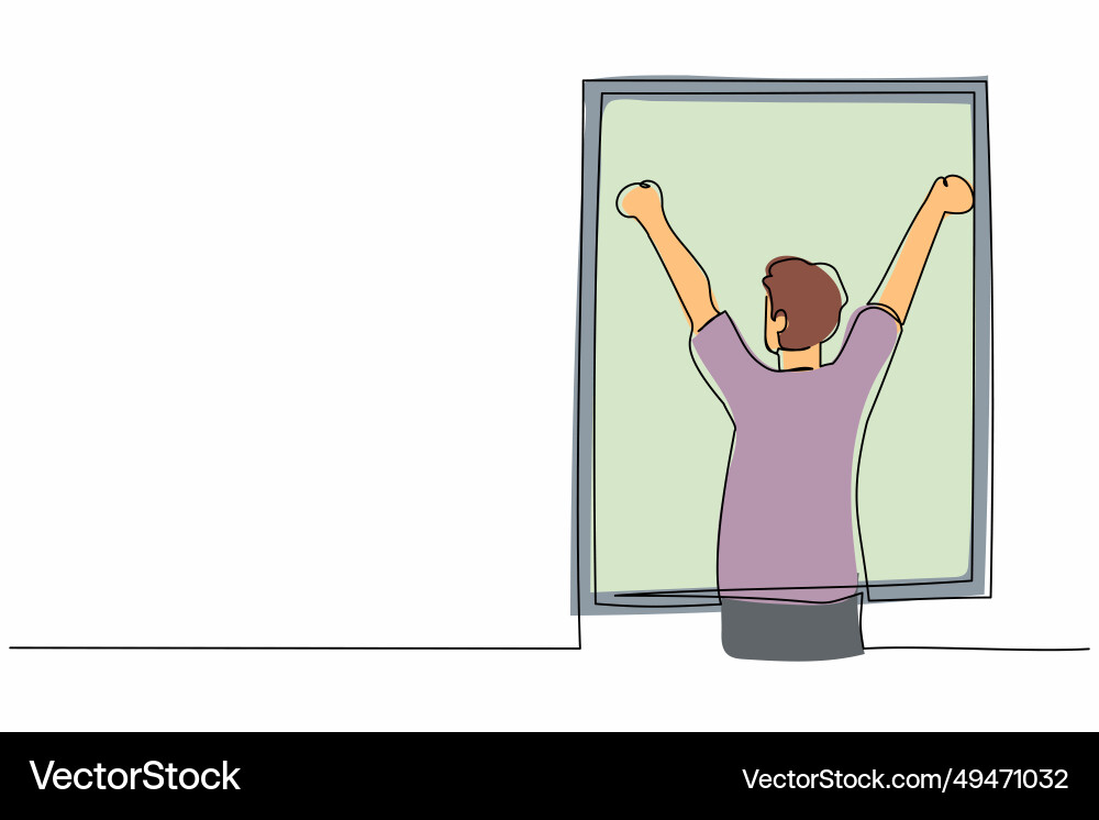 Single continuous line drawing back view relaxed Single continuous line drawing back view relaxed vector image