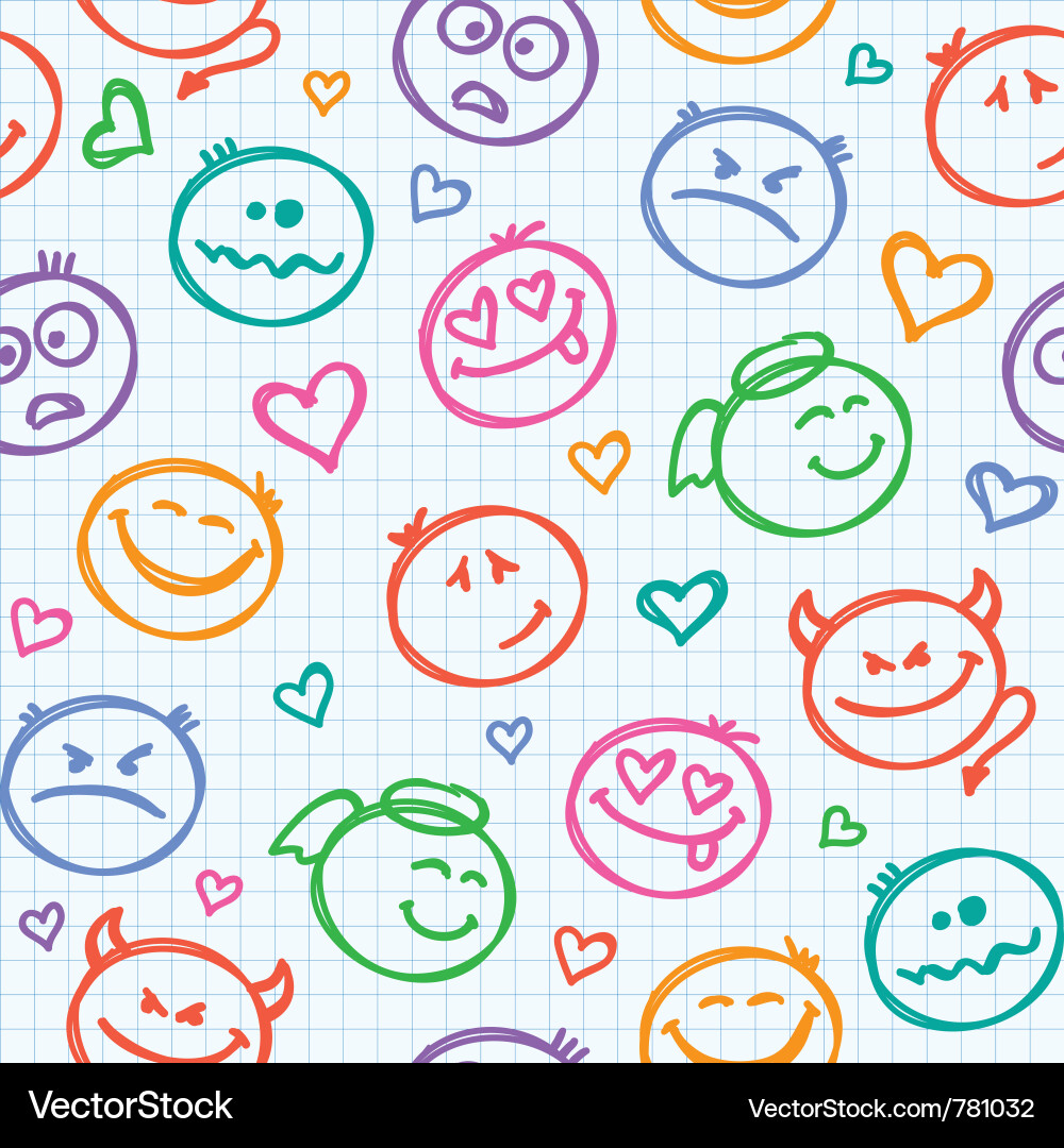 Smiling Faces Pattern Vector Image