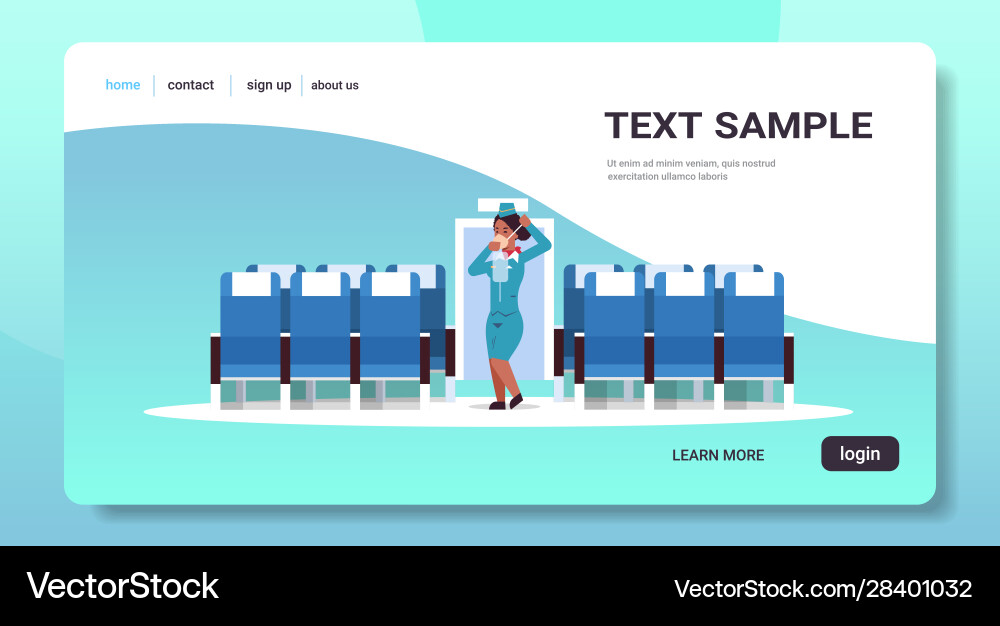 Stewardess explaining how to use oxygen mask Stewardess explaining how to use oxygen mask vector image