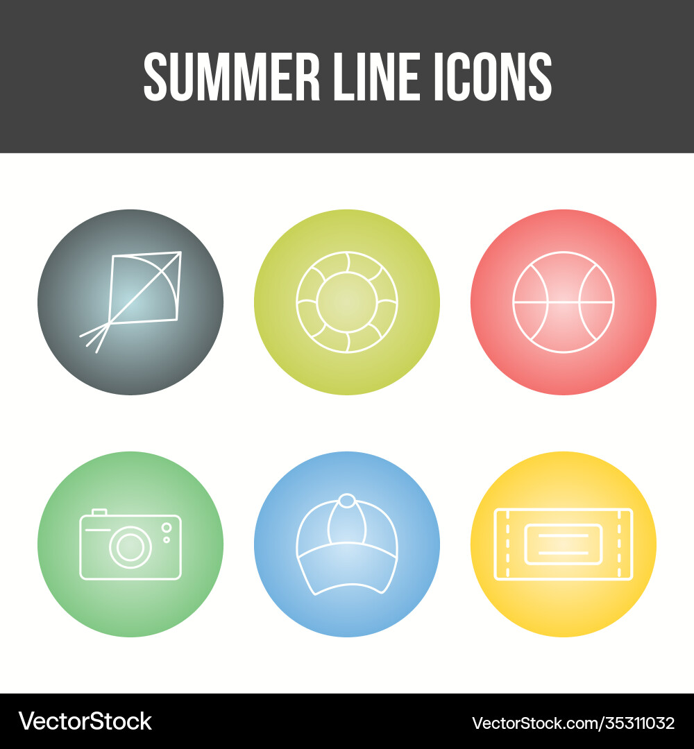 Unique summer line icon set Royalty Free Vector Image