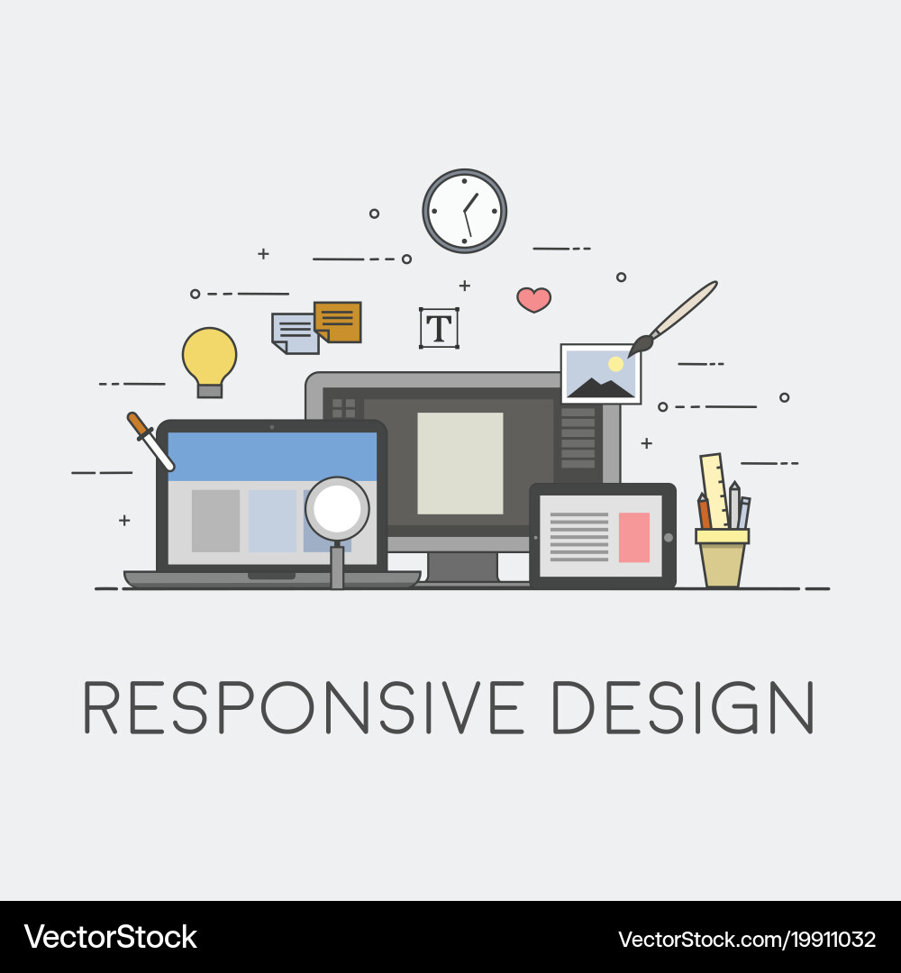 Web and mobile design responsive ui process Vector Image
