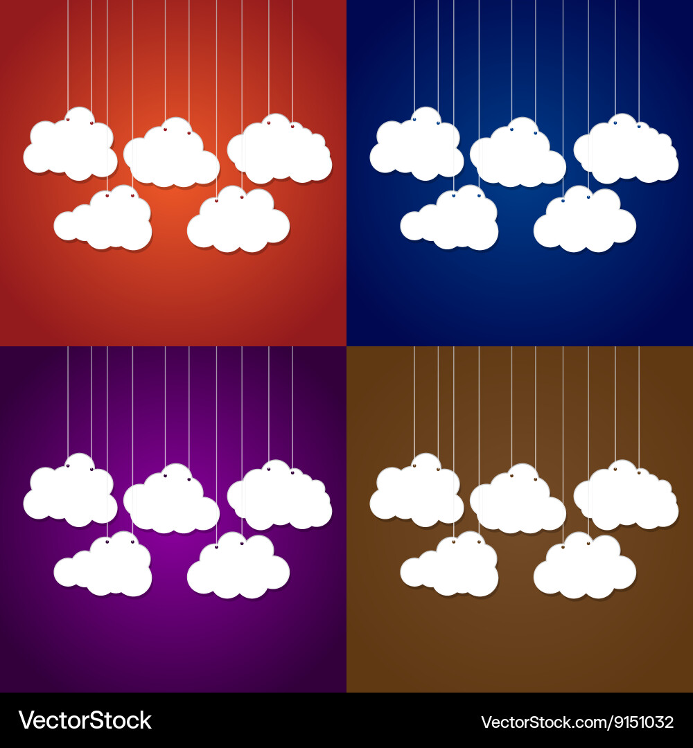 White clouds on a thread background set vector image