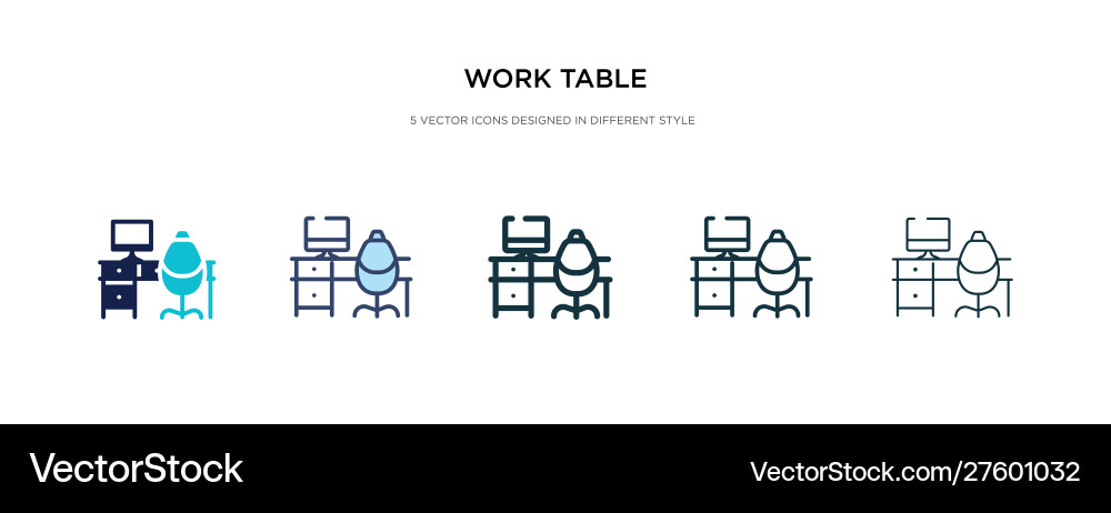 Work table icon in different style two colored vector image