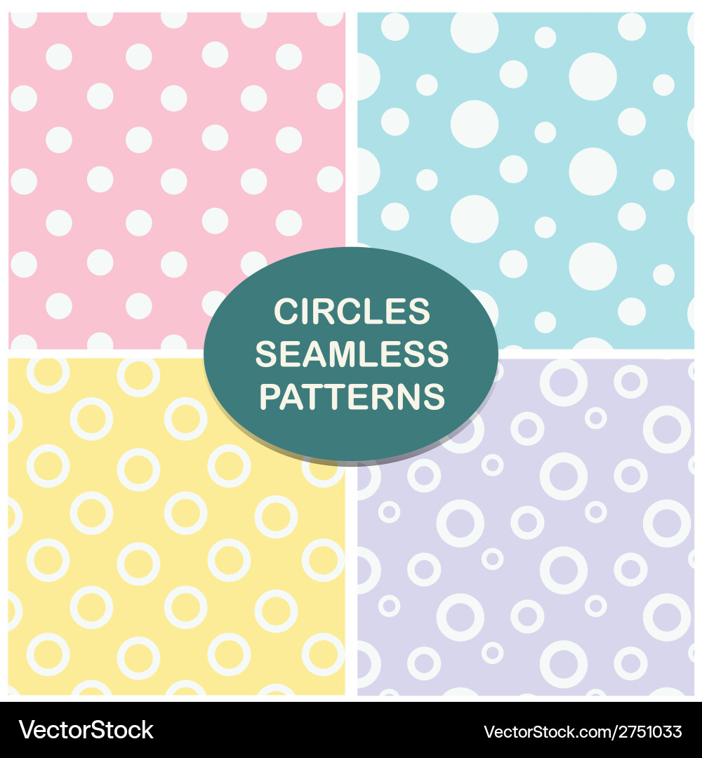 Circles seamless pattern set vector image