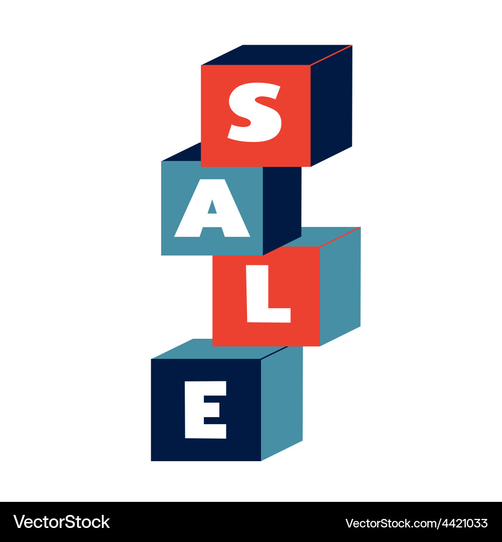 Concept card for sales colorful blocks with word vector image